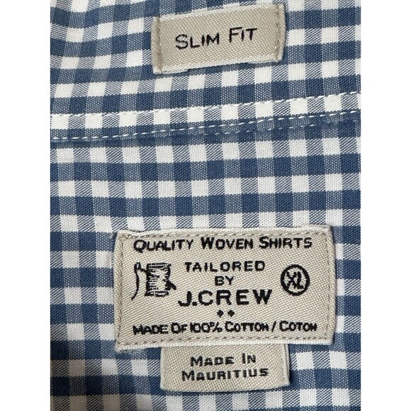 Tailored By J. Crew Shirt Slim Fit Men’s XL Blue Gingham Button Down Long Sleeve - Picture 10 of 13